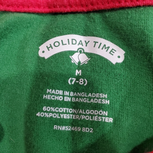 Holiday Time Long Sleeve Red & Green Reindeer Winter Graphic Top Shirt Sz M 7-8 - Picture 4 of 4